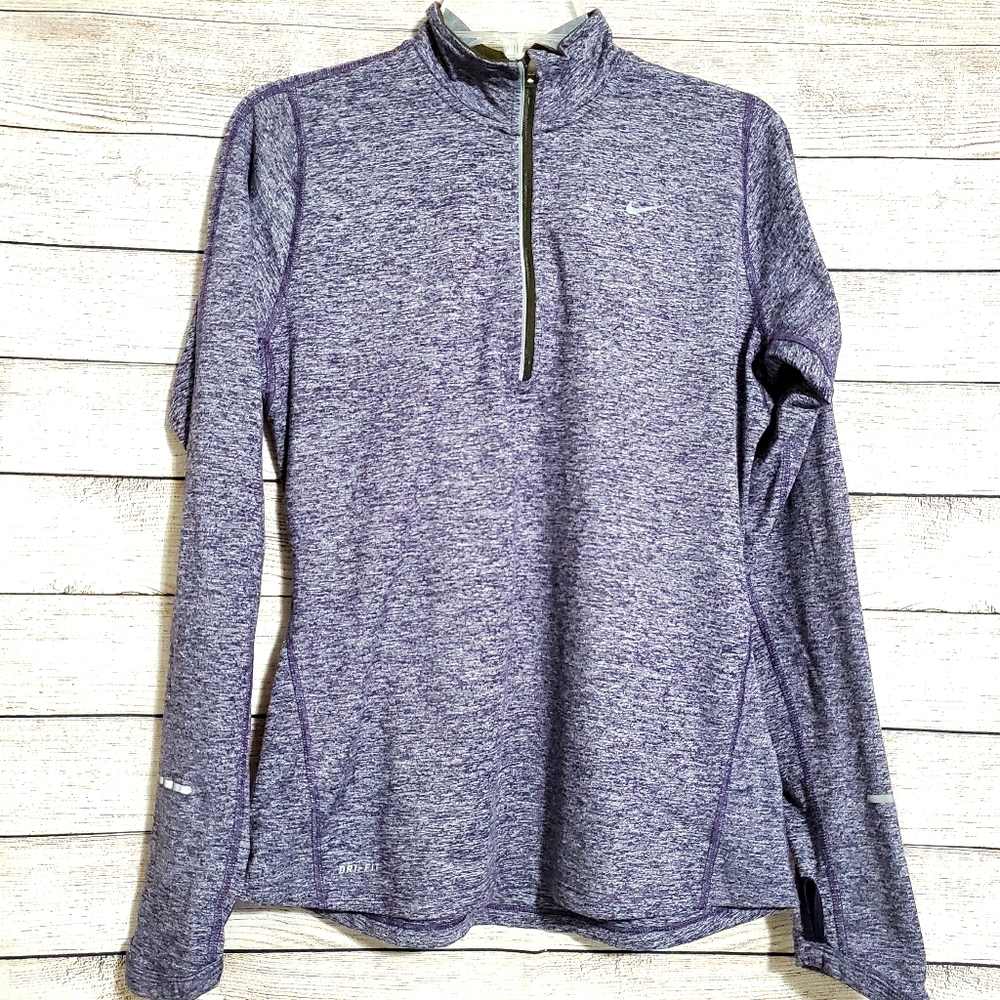 NIKE Element Running Purple Mock 1/4 Zip Shirt M